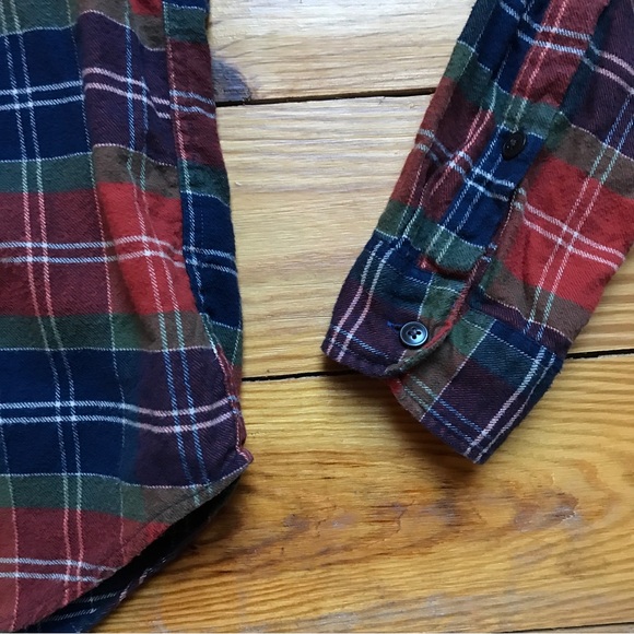 J. Crew Mercantile Orange Blue Green Flannel Plaid Button Down Top, EUC, S - Picture 4 of 13